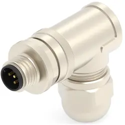 Circular connector, 5 pole, screw connection, screw locking, angled, T4113511051-000