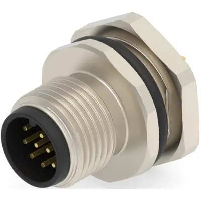 Circular connector, 12 pole, solder cup, screw locking, straight, T4132012121-000 - 1