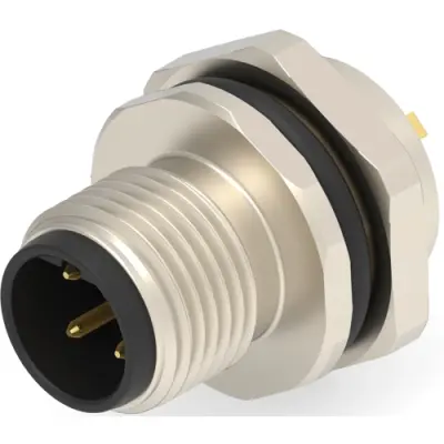 Circular connector, 4 pole, solder cup, screw locking, straight, T4132412041-000 - 1