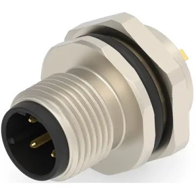 Circular connector, 4 pole, solder cup, screw locking, straight, T4132512041-000 - 1
