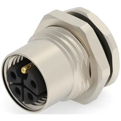 Circular connector, 4 pole, solder connection, straight, T4141L12041-000 - 1
