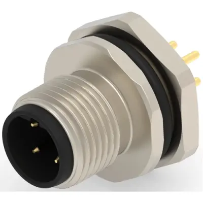 Circular connector, 4 pole, solder connection, screw locking, straight, T4142412041-000 - 1