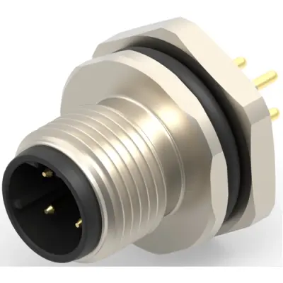 Circular connector, 4 pole, solder connection, screw locking, straight, T4142512041-000 - 1