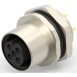 Circular connector, 2 pole, solder connection, screw locking, straight, T4143012021-000