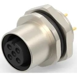 Circular connector, 3 pole, solder connection, screw locking, straight, T4143012031-000