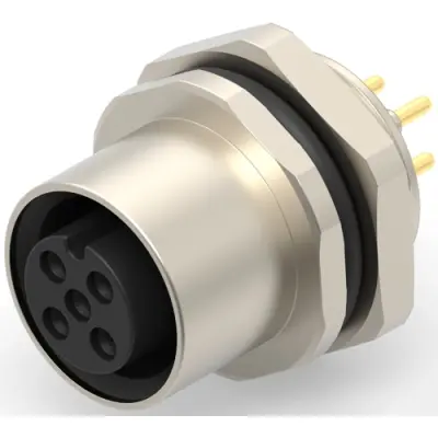 Circular connector, 4 pole, solder connection, screw locking, straight, T4143012041-000 - 1