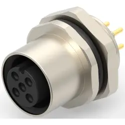 Circular connector, 4 pole, solder connection, screw locking, straight, T4143012041-000