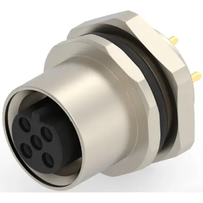Circular connector, 2 pole, solder connection, screw locking, straight, T4143412021-000 - 1