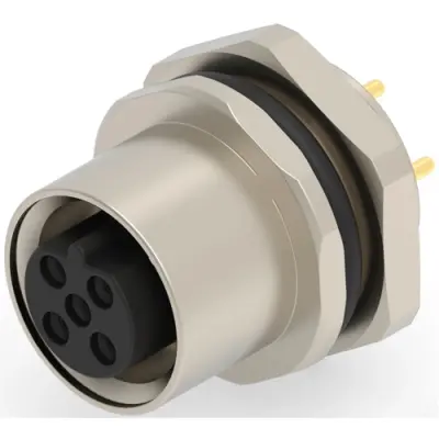 Circular connector, 3 pole, solder connection, screw locking, straight, T4143412031-000 - 1