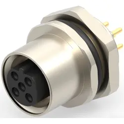 Circular connector, 5 pole, solder connection, screw locking, straight, T4143412051-000