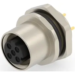 Circular connector, 2 pole, solder connection, screw locking, straight, T4143512021-000