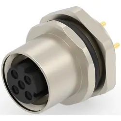 Circular connector, 3 pole, solder connection, screw locking, straight, T4143512031-000
