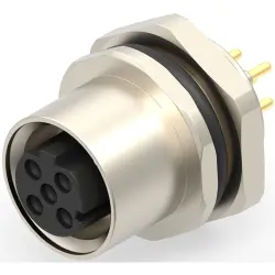 Circular connector, 5 pole, solder connection, screw locking, straight, T4143512051-000