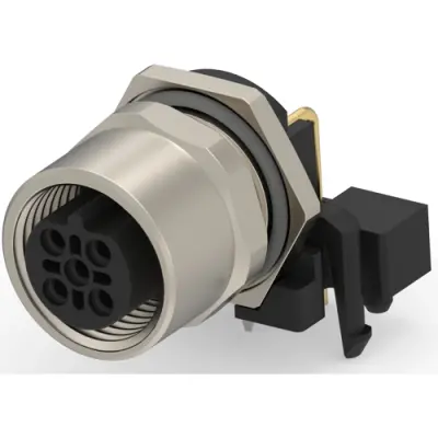 Circular connector, 4 pole, solder connection, screw locking, angled, T4145435041-001 - 1