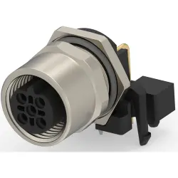 Circular connector, 4 pole, solder connection, screw locking, angled, T4145435041-001