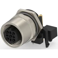 Circular connector, 5 pole, solder connection, screw locking, angled, T4145435051-001