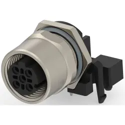 Circular connector, 3 pole, solder connection, screw locking, angled, T4145535031-001