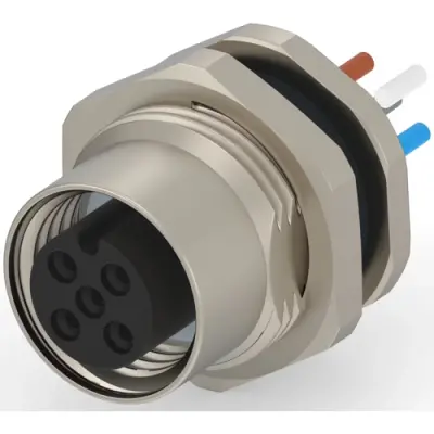 Circular connector, 5 pole, screw locking, straight, T4171110005-001 - 1