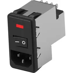 IEC inlet filter C14, 50 to 60 Hz, 6 A, 250 VAC, faston plug 4.8 mm, 6-6609107-8