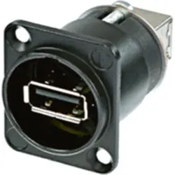 Feed through, USB socket type B 2.0 to USB socket type A 2.0, straight, NAUSB-W-B