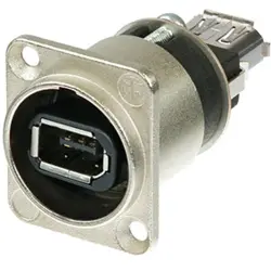 Feed through, IEEE 1394 socket, 6 pole to IEEE 1394 socket, 6 pole, straight, NA1394-6-W
