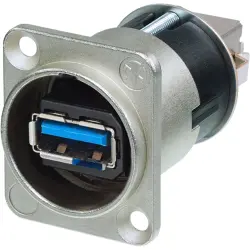 Feed through, USB socket type B 3.0 to USB socket type A 3.0, straight, NAUSB3