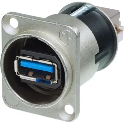 Feed through, USB socket type B 3.0 to USB socket type A 3.0, straight, NAUSB3 - 1