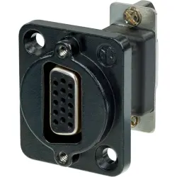 D-Sub socket, 15 pole, standard, equipped, straight, NADB15FF-B