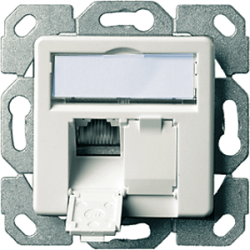 Junction box, Cat 6A, white, flush mounting, for RJ45 connector, 100000007