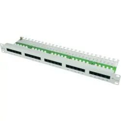 Patch panel, 25 x RJ45, horizontal, 1 row, (W x H x D) 480 x 44 x 123 mm, light gray, 100007031