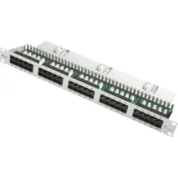 Patch panel, 50 x RJ45, (W x H x D) 482.6 x 44 x 170.3 mm, light gray, 100007039