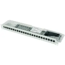 Module carrier, 19 inch, 24 x RJ45, horizontal, 1 row, (W x H x D) 482.6 x 44 x 115 mm, light gray, 100007029