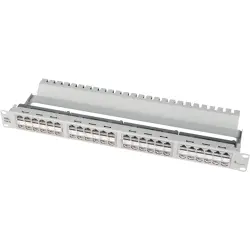 Patch panel, 48 x RJ45, horizontal, 1 row, (W x H x D) 480 x 44 x 153.4 mm, light gray, 100007036