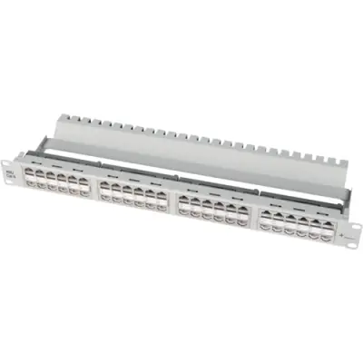 Patch panel, 48 x RJ45, horizontal, 1 row, (W x H x D) 480 x 44 x 153.4 mm, light gray, 100007036 - 1