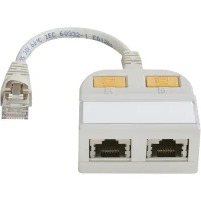 T-adapter, RJ45 plug to 2 x RJ45 socket, straight, Cat 5e, 100023150 - 1