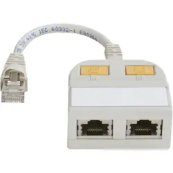 T-adapter, RJ45 plug to 2 x RJ45 socket, straight, Cat 5e, 100023150