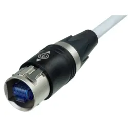 Patch cable, RJ45 plug in housing, straight to RJ45 plug in housing, straight, Cat 6, S/FTP, 10 m, black, NKE6S-10-WOC