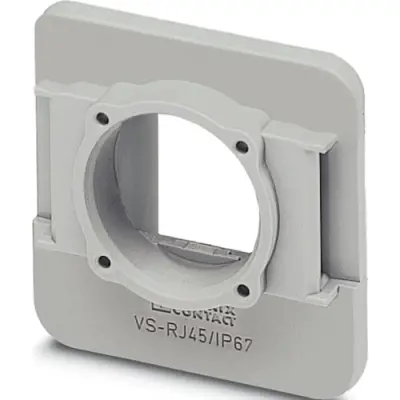 Mounting frame, gray, for RJ45 connector, 1689844 - 1