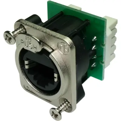 Socket, RJ45, 8 pole, 8P8C, Cat 5e, IDC connection, flange mounting, NE8FDV-YK - 1