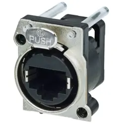 Socket, RJ45, 8 pole, 8P8C, Cat 5e, solder connection, PCB mounting, NE8FBH-C5-LED1