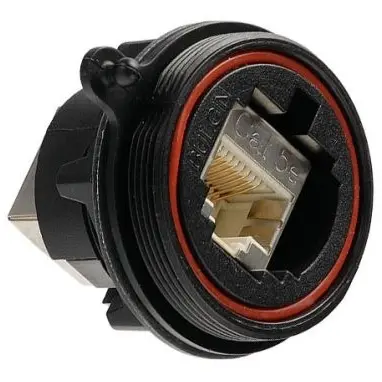 Socket, RJ45, 8 pole, 8P8C, Cat 5e, solder connection, PCB mounting, PX0833 - 1