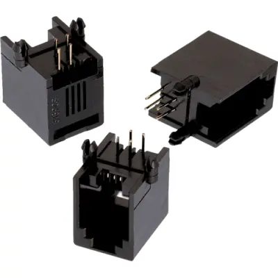 Socket, RJ9/RJ10/RJ22, 4 pole, 4P4C, Cat 5, solder connection, through hole, 615004143821 - 1