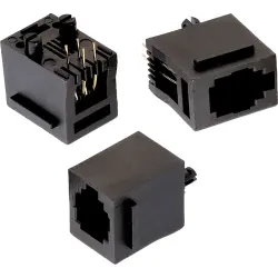 Socket, RJ9/RJ10/RJ22, 4 pole, 4P4C, Cat 5, solder connection, through hole, 615004144021