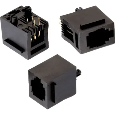 Socket, RJ9/RJ10/RJ22, 4 pole, 4P4C, Cat 5, solder connection, through hole, 615004144021 - 1