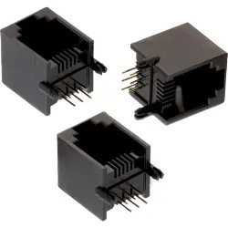 Socket, RJ11/RJ12/RJ14/RJ25, 6 pole, 6P6C, Cat 5, solder connection, through hole, 615006138421