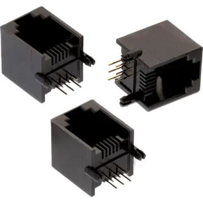 Socket, RJ11/RJ12/RJ14/RJ25, 6 pole, 6P6C, Cat 5, solder connection, through hole, 615006138421 - 1