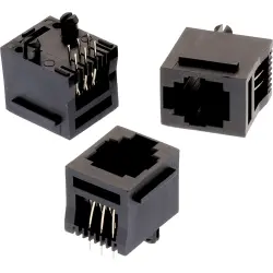 Socket, RJ11/RJ12/RJ14/RJ25, 6 pole, 6P6C, Cat 5, solder connection, through hole, 615006138521