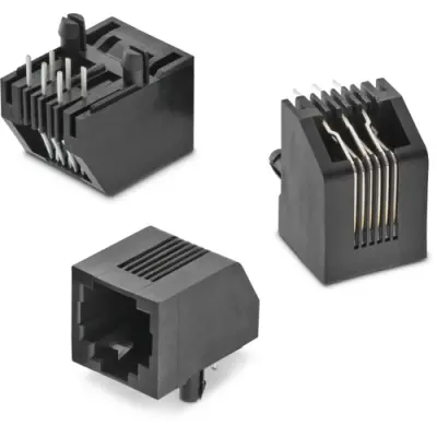 Socket, RJ11/RJ12/RJ14/RJ25, 6 pole, 6P6C, Cat 3, solder connection, through hole, 615006143621 - 1