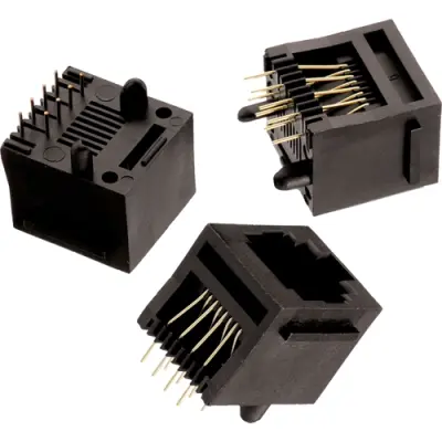 Socket, RJ45, 8 pole, 8P8C, Cat 3, solder connection, through hole, 615008144221 - 1