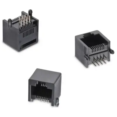 Socket, RJ45, 8 pole, 8P8C, Cat 3, solder connection, through hole, 615008148521 - 1